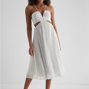 EXPRESS V-Neck Pleated Cutout Midi dress